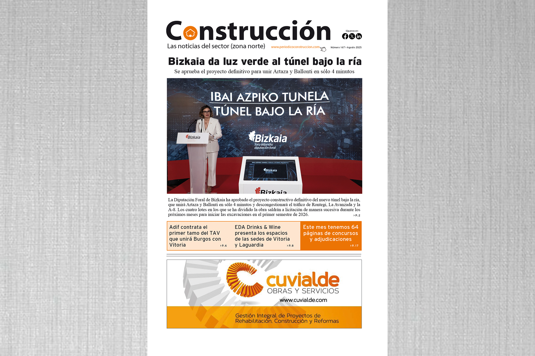 Ya ha salido el número de agosto del Periódico Construcción