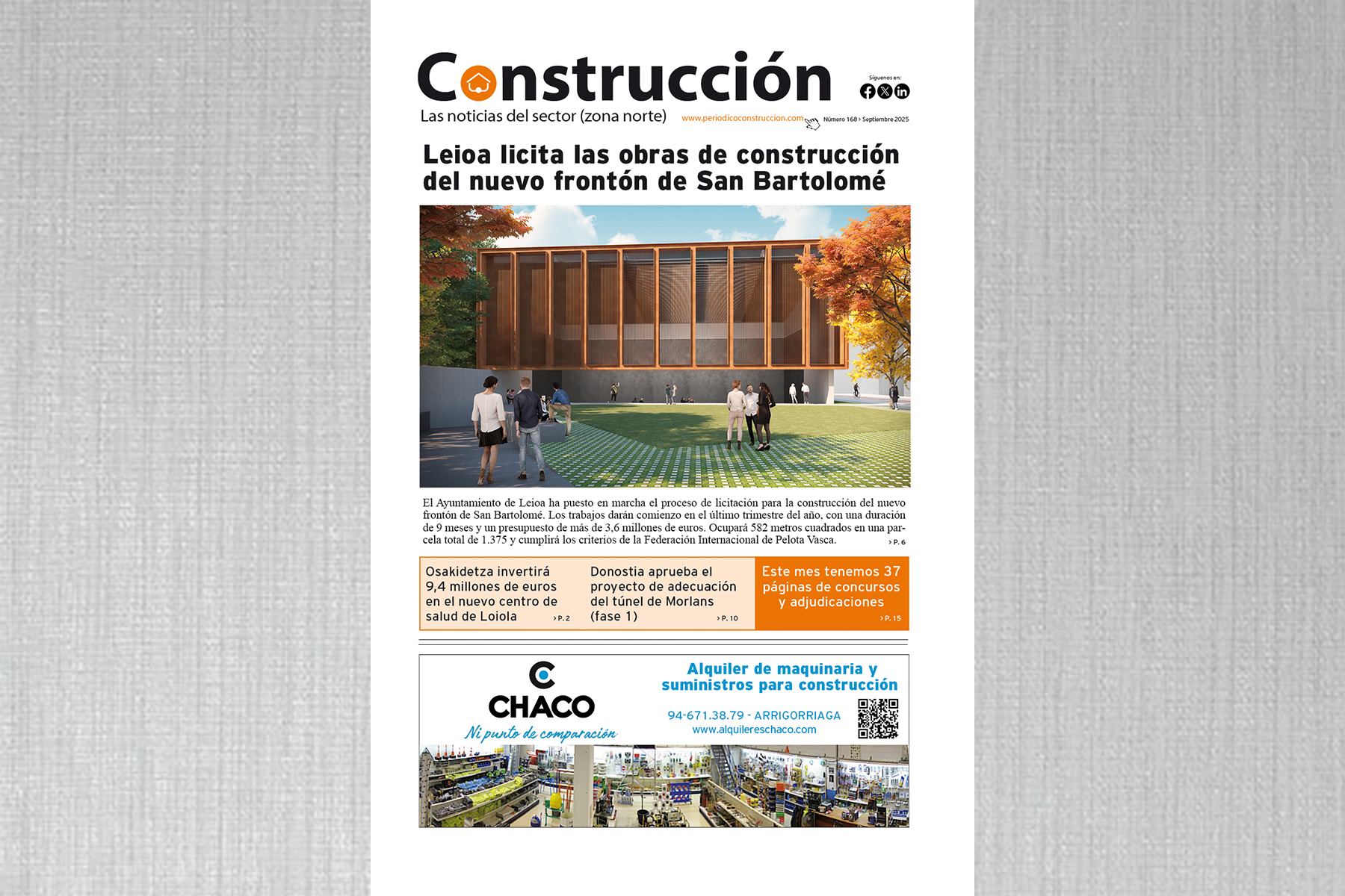 Ya ha salido el número de septiembre del Periódico Construcción