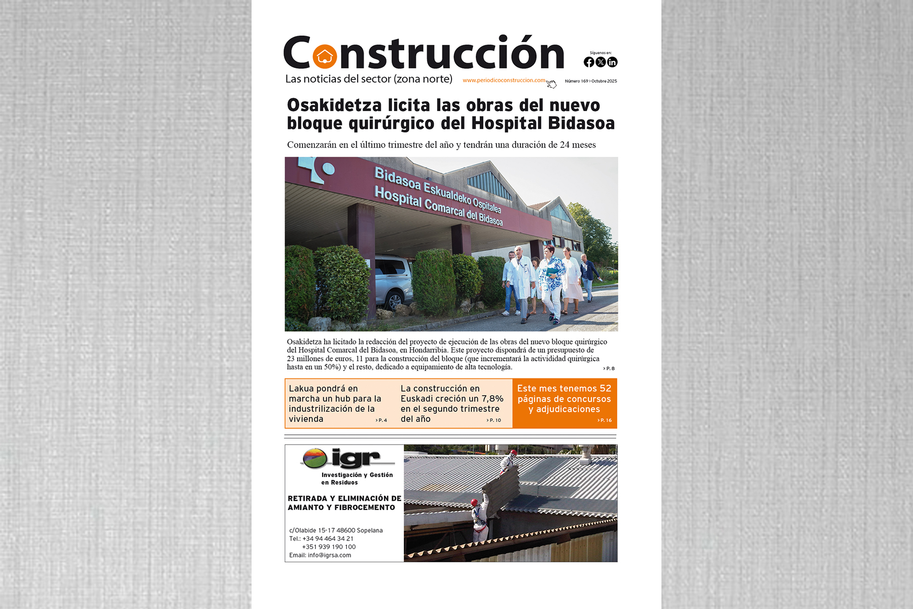 Ya ha salido el número de octubre del Periódico Construcción