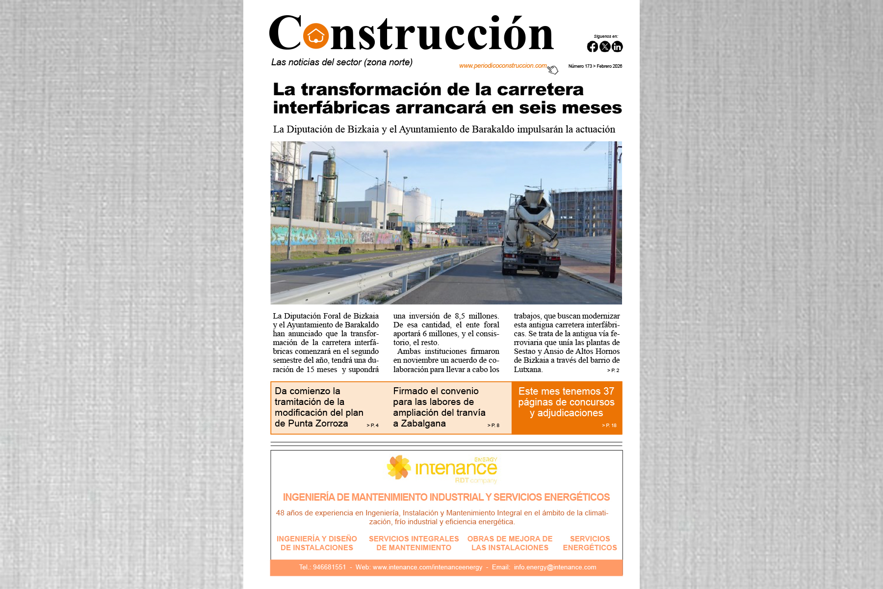 Ya ha salido el número de febrero del Periódico Construcción