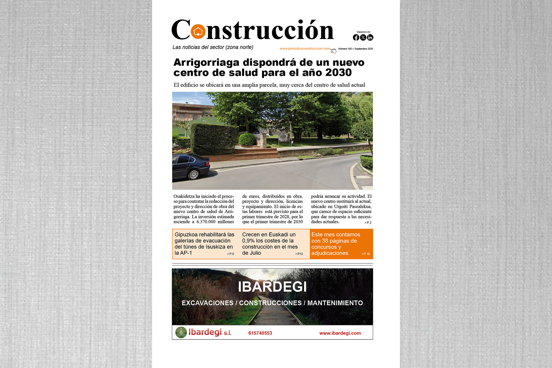 Ya ha salido el número de septiembre del Periódico Construcción