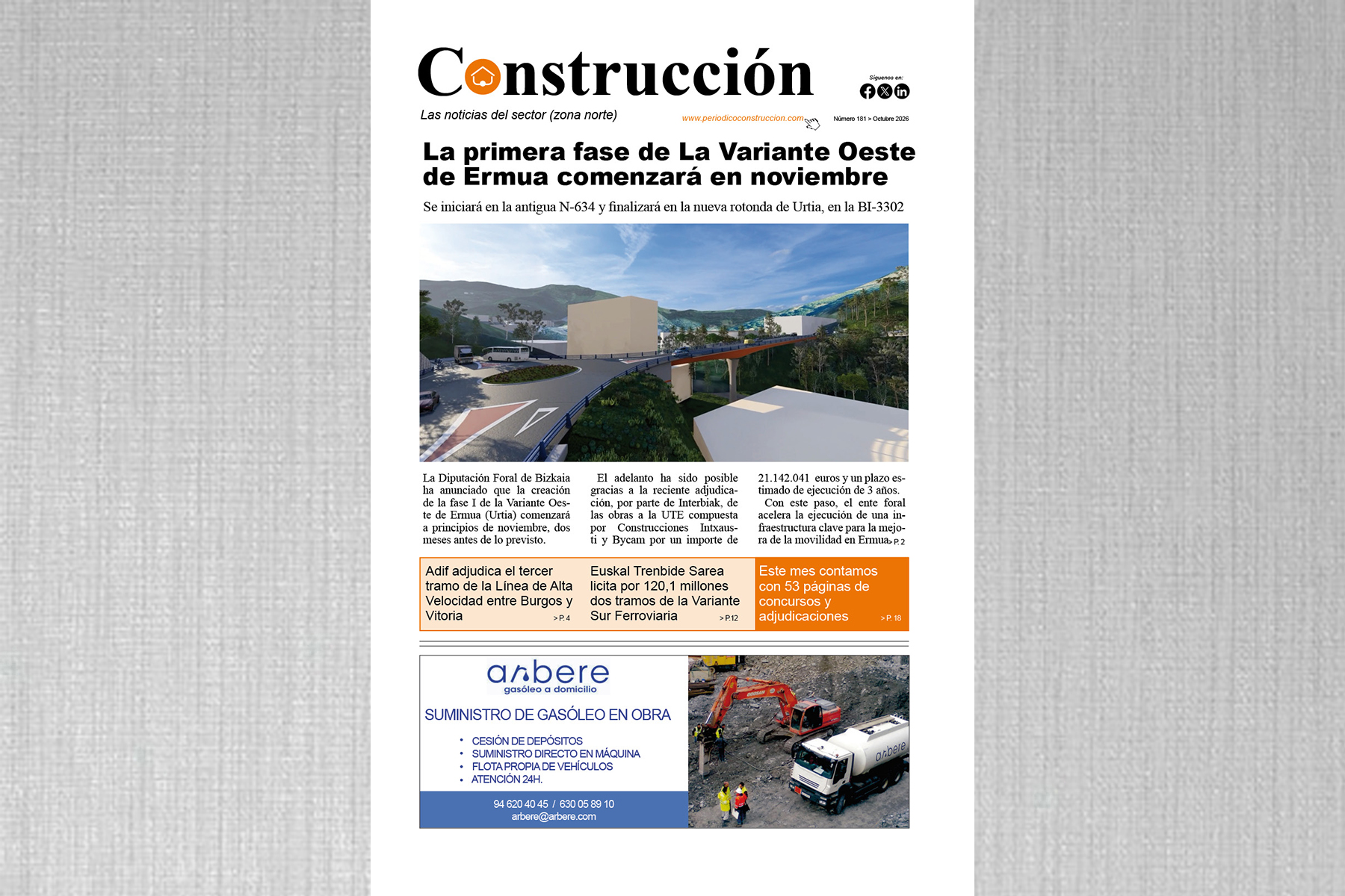 Ya ha salido el número de octubre del Periódico Construcción